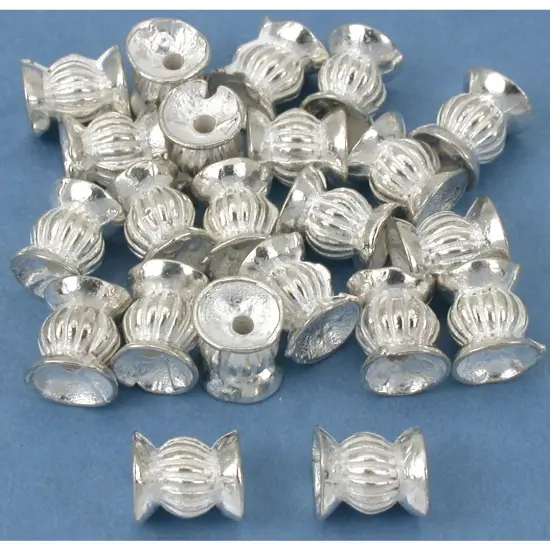 Fluted Tube Bali Beads Silver Plated 7.5mm Approx 20 {1}