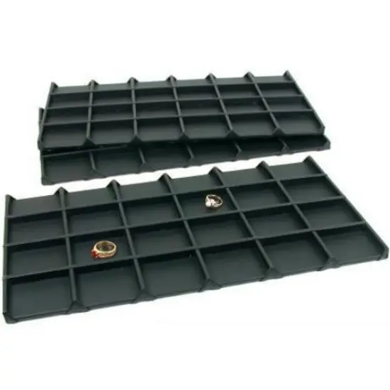 72 Slot Coin Jewelry Tray Black Leather Case Display {1}