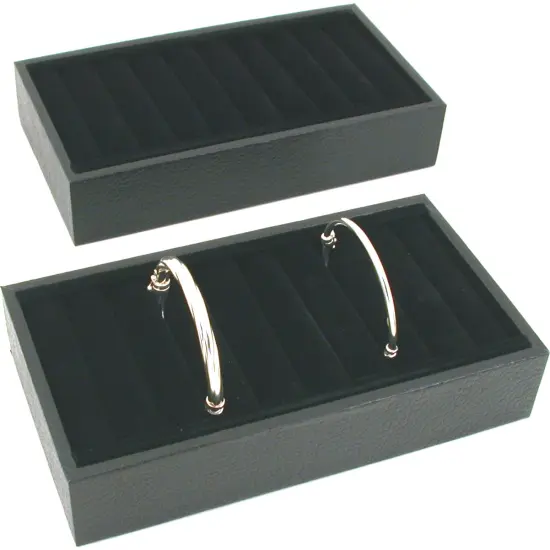 2 Black Velvet Bangle Bracelet Display Trays Jewelry {1}