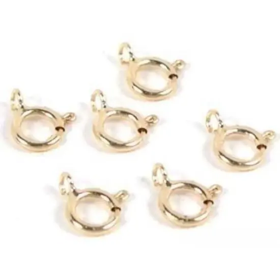 6 14K Yellow Gold Spring Ring Clasps Necklace Parts {1}