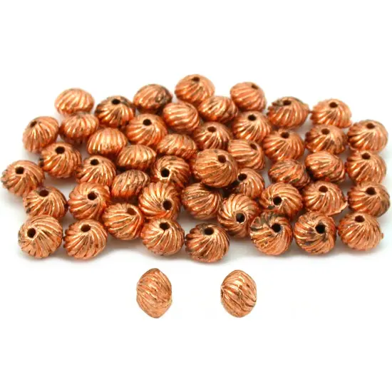 Saucer Bali Beads Copper Plated Parts 6.5mm Approx 50 {1}