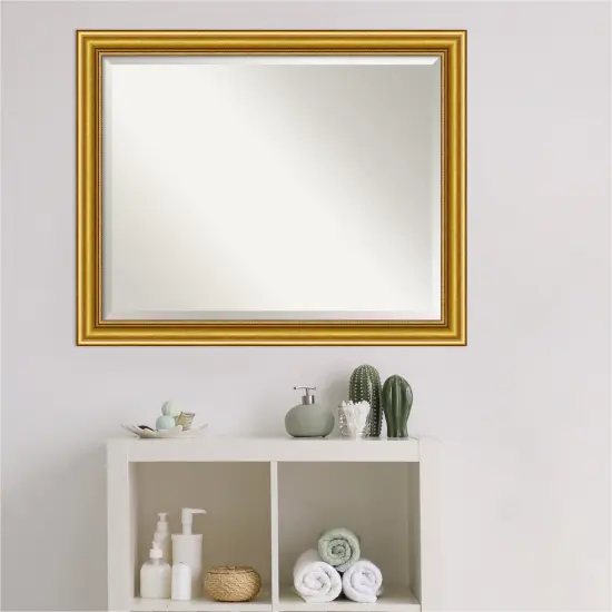 Beveled Wood Bathroom Wall Mirror, Townhouse Gold Frame {4}