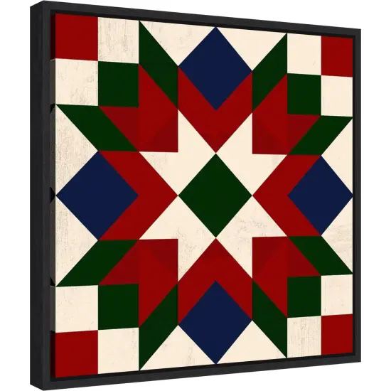 Christmas Barn Quilt IV by Victoria Barnes Canvas Wall Art Print Framed Sylvie Maple {6}