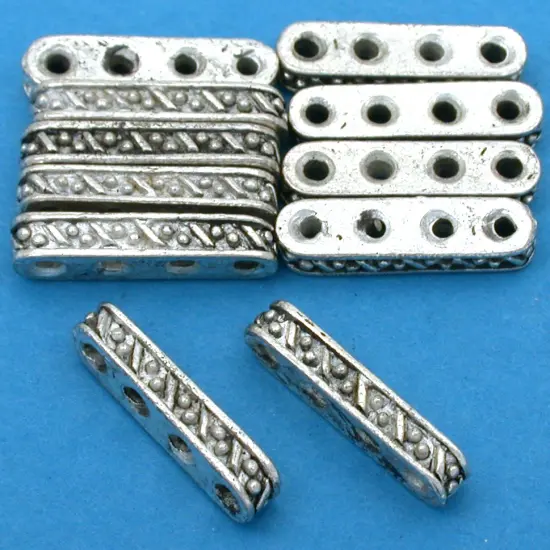 4 Hole Spacer Bali Beads Antq Silver Plt 19mm Approx 10 {1}