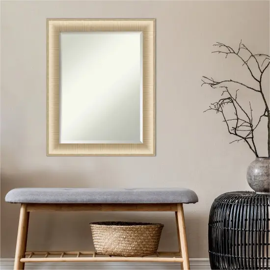 Beveled Bathroom Wall Mirror, Elegant Brushed Frame {4}