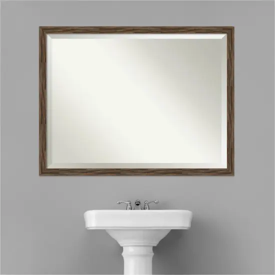 Beveled Wood Bathroom Wall Mirror, Regis Narrow Frame {6}