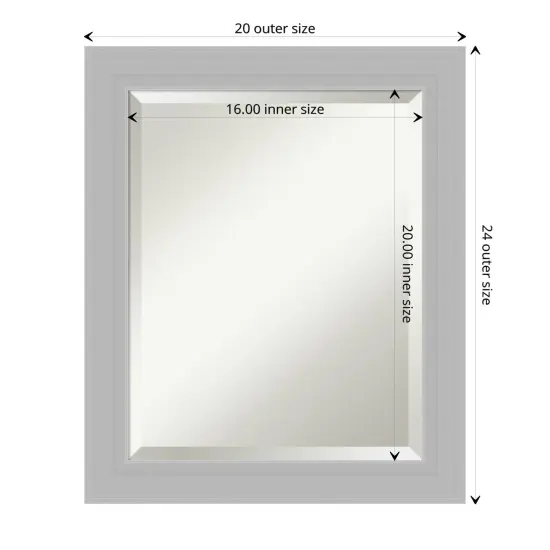 Beveled Wood Bathroom Wall Mirror, Brushed Sterling Silver Frame {1}