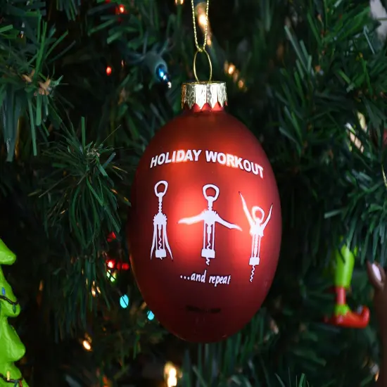 Wine Opener Holiday Workout Funny Glass Christmas Ornament {2}