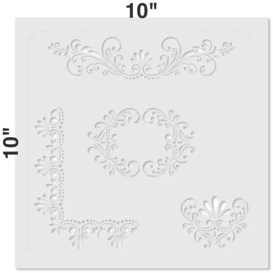 Fleur de Lis Embossing 12 x 12 Stencil Details Set | FS013 By Designer Stencils | Pattern Stencils | Reusable Stencils for Painting on Wood, Wall, Tile, Canvas, Paper, Fabric, Furniture, Floor | Try Instead of a Wallpaper | Easy to Use & Clean {2}