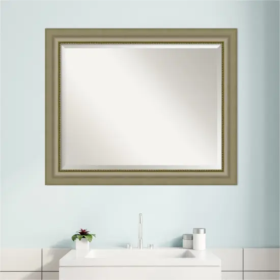 Beveled Wood Bathroom Wall Mirror, Vegas Silver Frame {6}