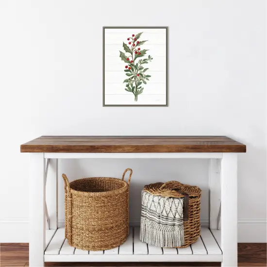 Christmas Moments V (Holly) by Silvia Vassileva Canvas Wall Art Print Framed Grey {5}
