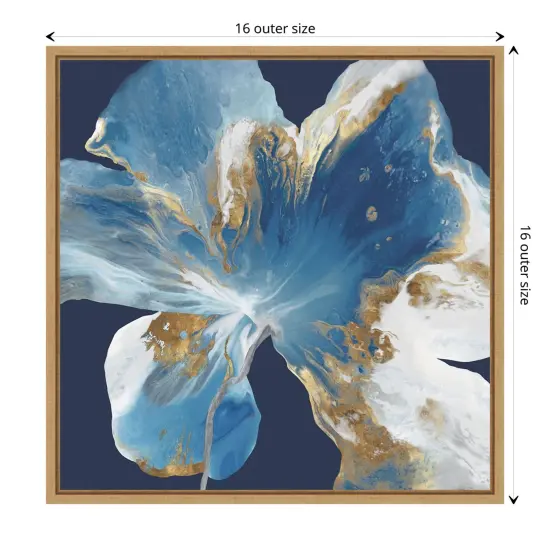 Liquid Enigma I (Abstract Blue Flower) by Eva Watts Canvas Wall Art Print Framed Natural {1}