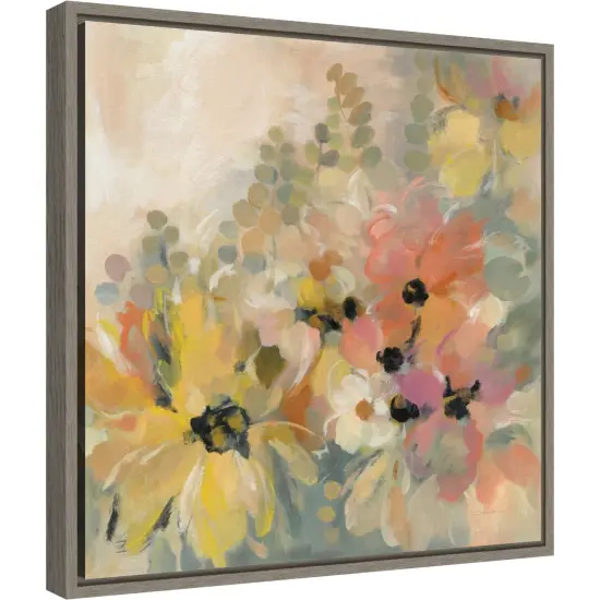 June Flower Bed by Silvia Vassileva 16-in. W x 16-in. H. Canvas Wall Art Print Framed in Grey {2}