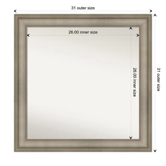 Amanti Art Non-Beveled Wood Wall Mirror, Mezzanine Antique Silver Narrow Frame {1}