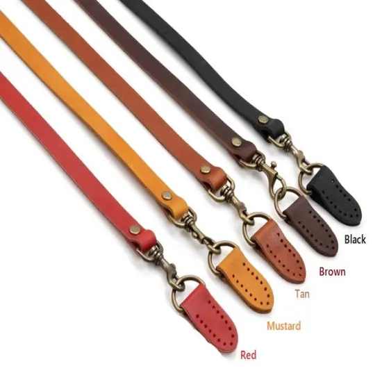 44" ~ 47.7" byhands Genuine Leather Adjustable Crossbody Bag Strap with Leather Tab (40-1150) Brown {5}