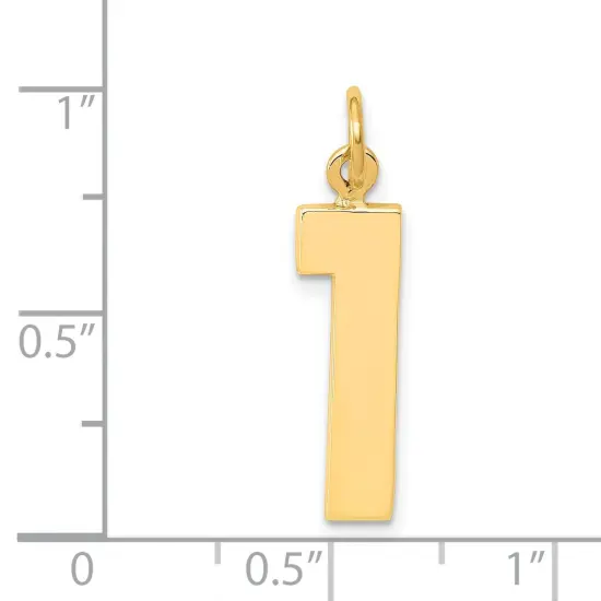 14K Yellow Gold Large Polished Number 1 Charm Pendant {5}