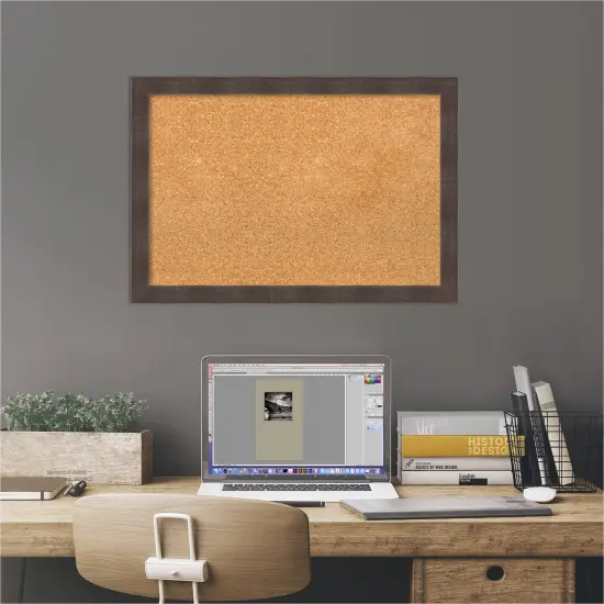 Cork Board, Whiskey Brown Rustic Wood Frame - Bulletin Board, Organization Board, Pin Board {5}