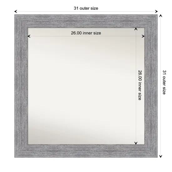 Amanti Art Non-Beveled Wall Mirror, Bark Rustic Grey Frame {1}