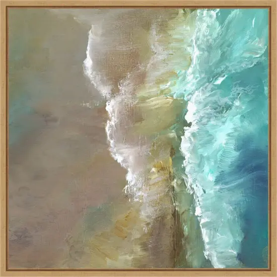 Aerial Coast III by Sheila Finch 16-in. W x 16-in. H. Canvas Wall Art Print Framed in Natural {1}