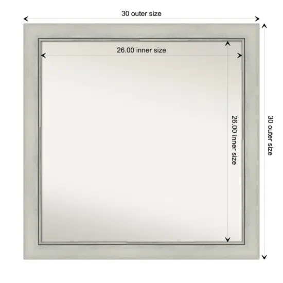 Amanti Art Non-Beveled Wall Mirror, Flair Polished Nickel Frame Flair Silver Patina {1}