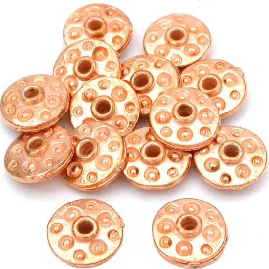 15g Fluted Dot Saucer Beads Copper Plt 11mm Approx 14 {1}