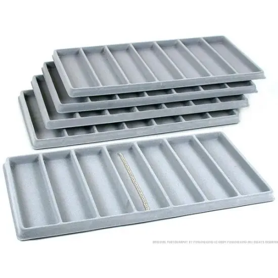 35 Slot Bracelet Watch Display Tray Gray Showcase Unit {1}