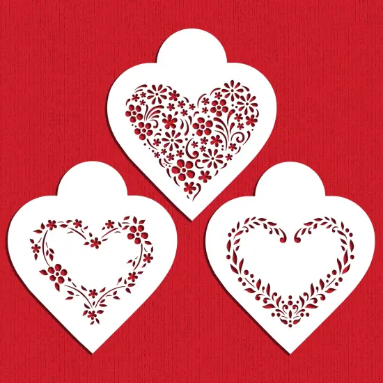 Floral Hearts Cookie Stencil Set | C1055 by Designer Stencils | Cookie Decorating Tools | Baking Stencils for Royal Icing, Airbrush, Dusting Powder | Reusable Plastic Food Grade Stencil for Cookies | Easy to Use & Clean Cookie Stencil {3}
