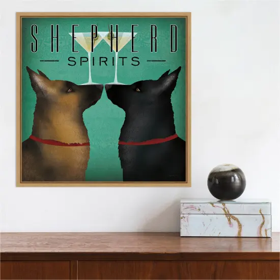 Double Shepherd Martini by Ryan Fowler Canvas Wall Art Print Framed Black {6}