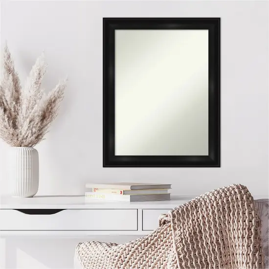 Amanti Art Non-Beveled Wall Mirror, Grand Black Narrow Frame {6}