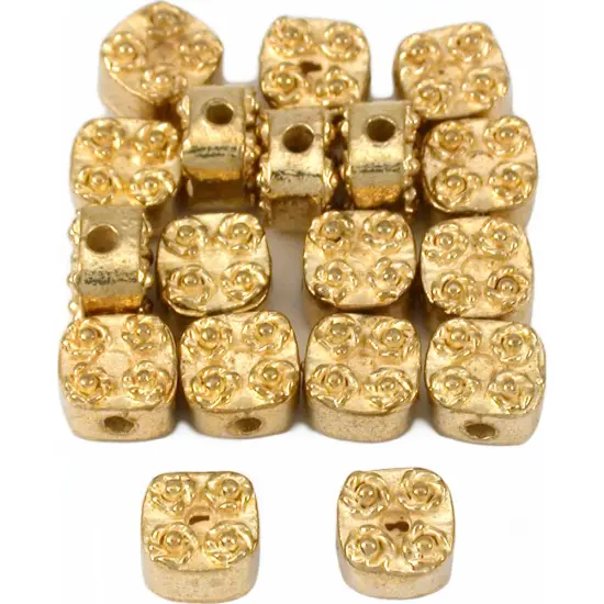 15g Bead Square Flower Bali Gold Plated 6.5mm Approx 18 {1}