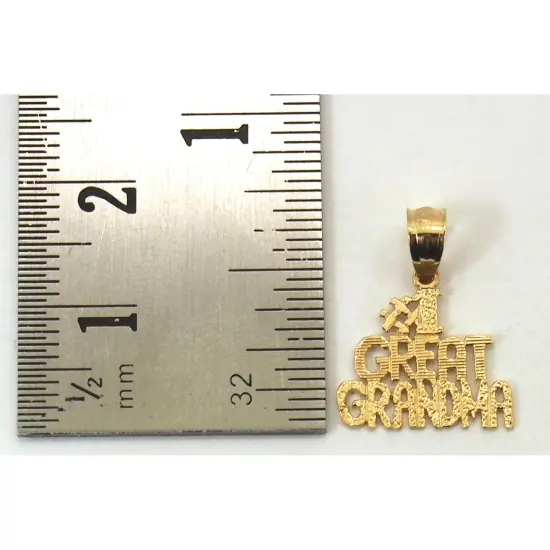14k Yellow gold #1 Great Grandma Charm with 18" Cable Chain & Blue Gift Box {4}