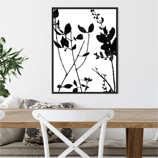 Nature Silhouette I (Leaves) by Danielle Carson 18-in. W x 24-in. H. Canvas Wall Art Print Framed in Black {5}
