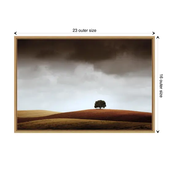 Distant Tree and Horizon by Alberto Merchan Canvas Wall Art Print Framed Natural {1}