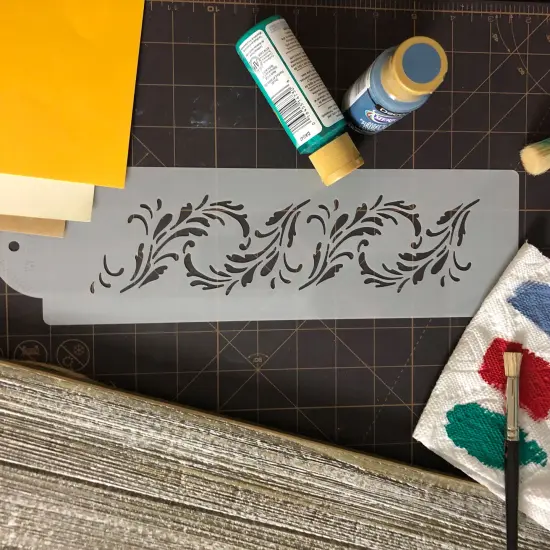 Feathered Scroll Cake Stencil Side | C160T by Designer Stencils | Cake Decorating Tools | Baking Stencils for Royal Icing, Airbrush, Dusting Powder | Reusable Plastic Food Grade Stencil for Cakes | Easy to Use & Clean Cake Stencil {5}