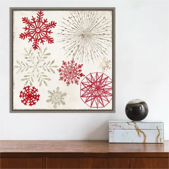 Christmas Snowflakes II by PI Studio Canvas Wall Art Print Framed Grey {4}