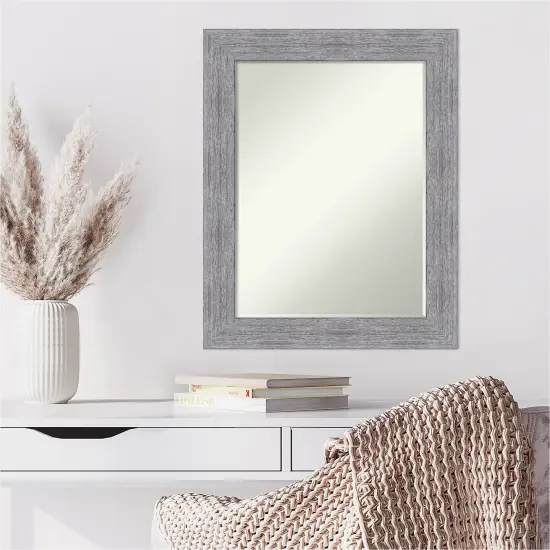 Petite Bevel Wall Mirror, Bark Rustic Grey Frame {6}