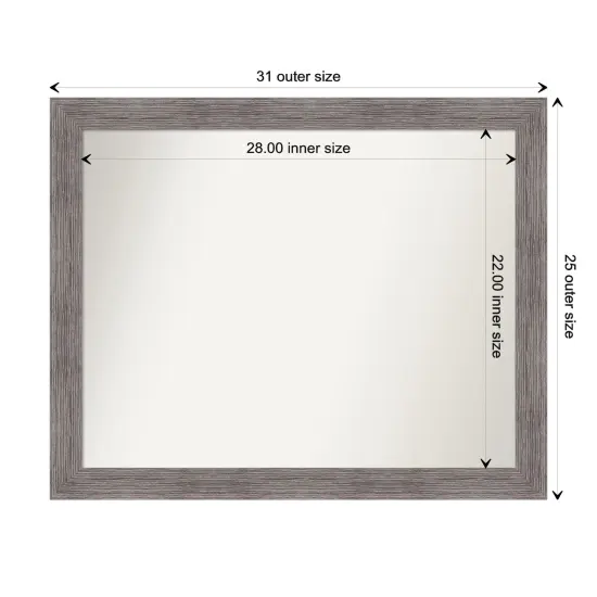 Amanti Art Non-Beveled Wall Mirror, Pinstripe Plank Grey Narrow Frame {1}