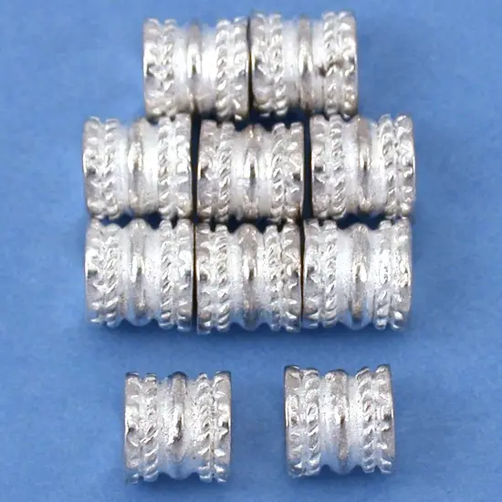 15g Rope Barrel Bali Beads Silver Plt 6.5mm Approx 10 {1}