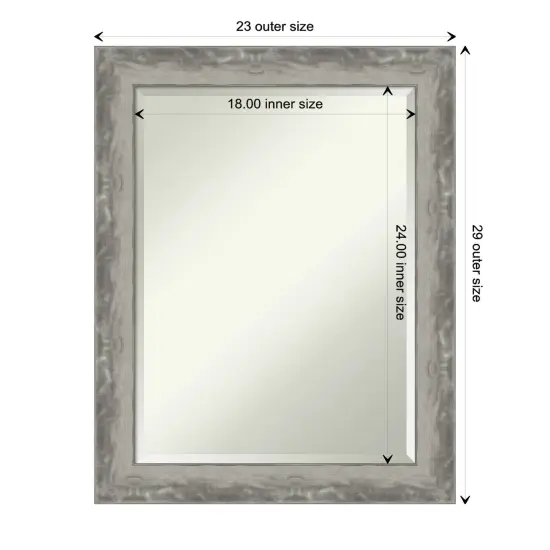 Beveled Bathroom Wall Mirror, Waveline Silver Narrow Frame {1}