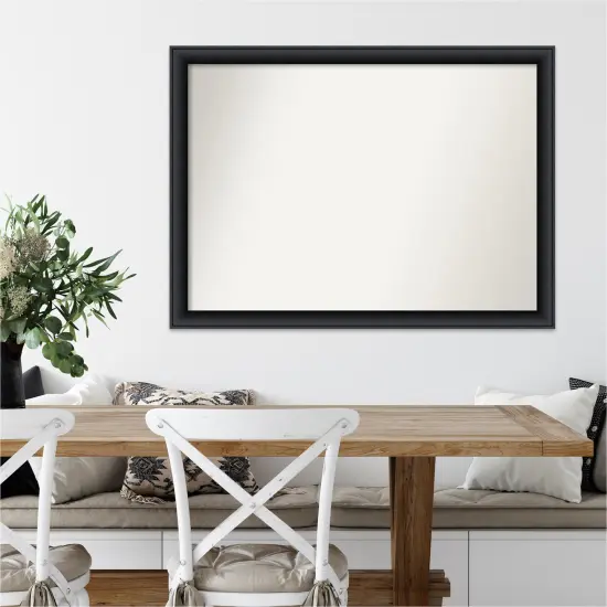 Amanti Art Non-Beveled Wood Wall Mirror, Nero Black Frame {7}