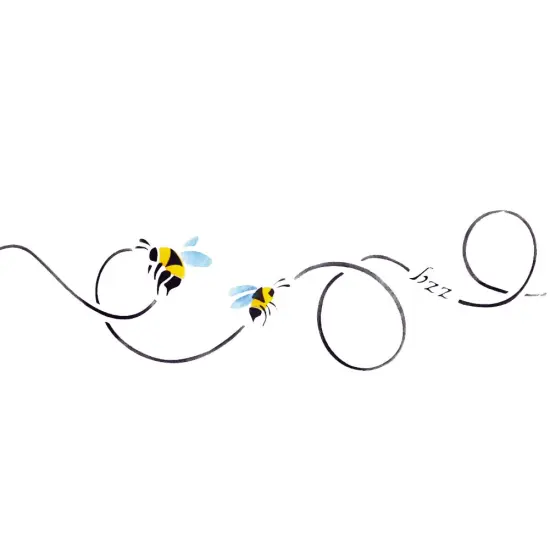 Buzzing Bee Wall Stencil | 2266 by Designer Stencils | Animal & Nature Stencils | Reusable Art Craft Stencils for Painting on Walls, Canvas, Wood | Reusable Plastic Paint Stencil for Home Makeover | Easy to Use & Clean Art Stencil {2}