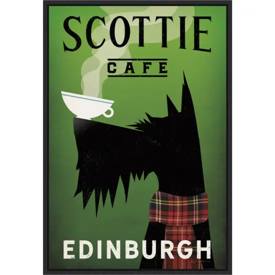 Scottie Cafe by Ryan Fowler 16-in. W x 23-in. H. Canvas Wall Art Print Framed in Black {1}