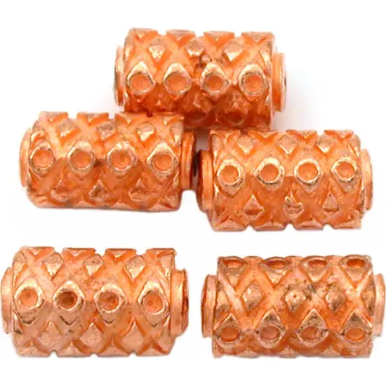 17g Bali Square Tube Beads Copper Plt 14mm Approx 5 {1}