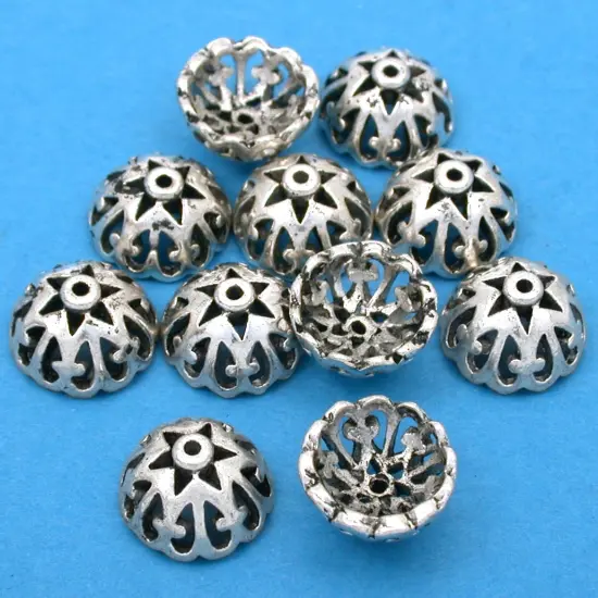 Filigree Bead Caps Antique Silver Plt 12.5mm Approx 10 {1}