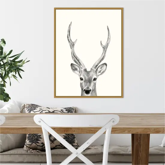 Animal Mug IV (Deer) by Victoria Borges Canvas Wall Art Print Framed Gold {4}