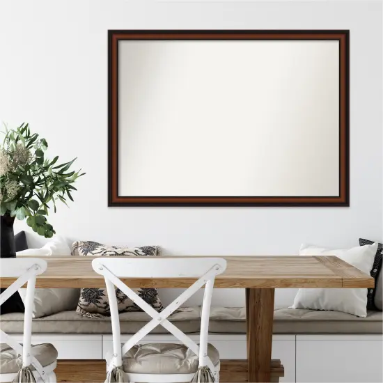 Amanti Art Non-Beveled Wood Wall Mirror, Cyprus Walnut Narrow Frame {7}