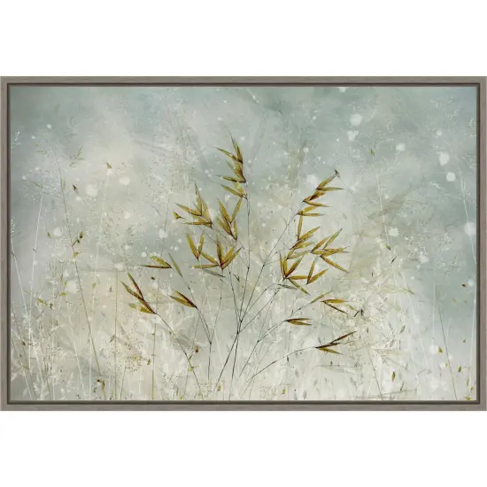 Wintertime Leaves by Nel Talen 23-in. W x 16-in. H. Canvas Wall Art Print Framed in Grey {1}