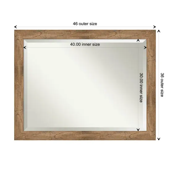 Beveled Wood Bathroom Wall Mirror, Owl Brown Frame {1}