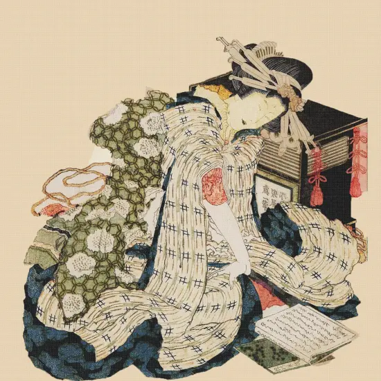 Orenco Originals Hokusai Asian Kimono Courtesan-Square Design Counted Cross Stitch Pattern {2}