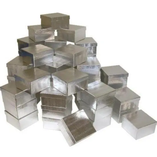 50 Silver Cotton Jewelry Bracelet Display Gift Boxes 3.75" {1}